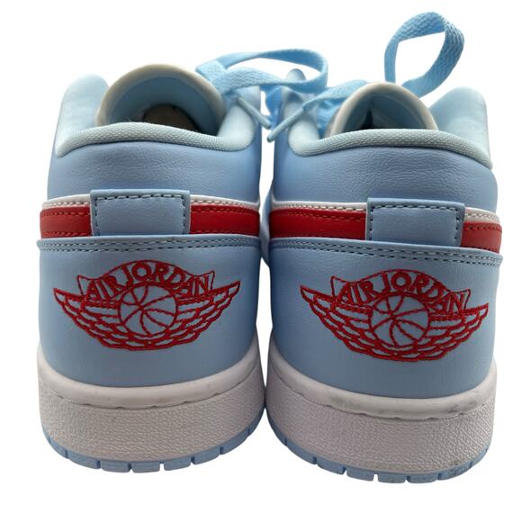 Nike Air Jordan 1 Low Blue Red White Leather Swoosh Womens 11 DC0774-164 Sneaker - Picture 3 of 16
